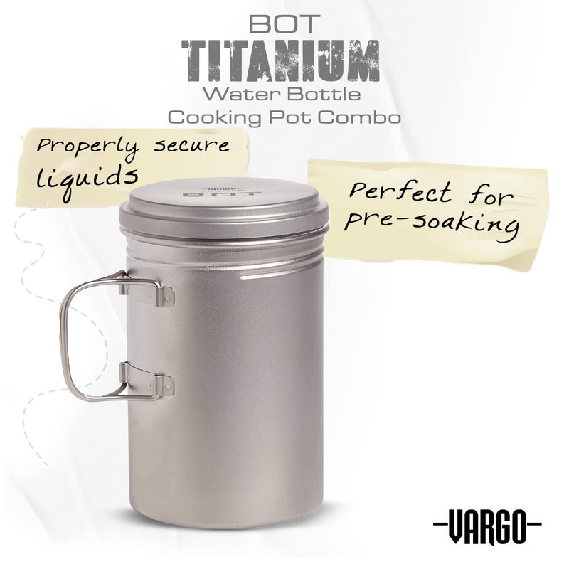 Vargo Titanium BOT Series | BOT-HD Bottle Pot â€“ 1 Liter (34 oz.) Ultralight Water Bottle Cooking Pot Weighs 153 grams (5.4 oz.) | Backpacking Camping - Image 4